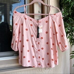 Papermoon Peachy Pink Floral Off the Shoulder Top